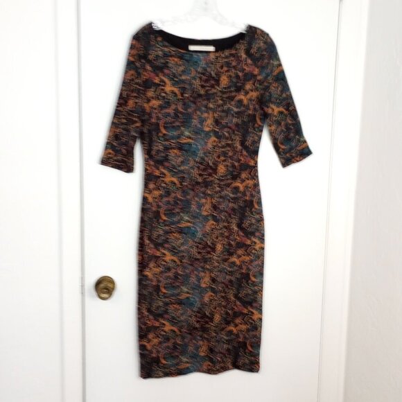 Peruvian Connection Silk Road Stretch Jersey Fall Colors Dress - Picture 1 of 6